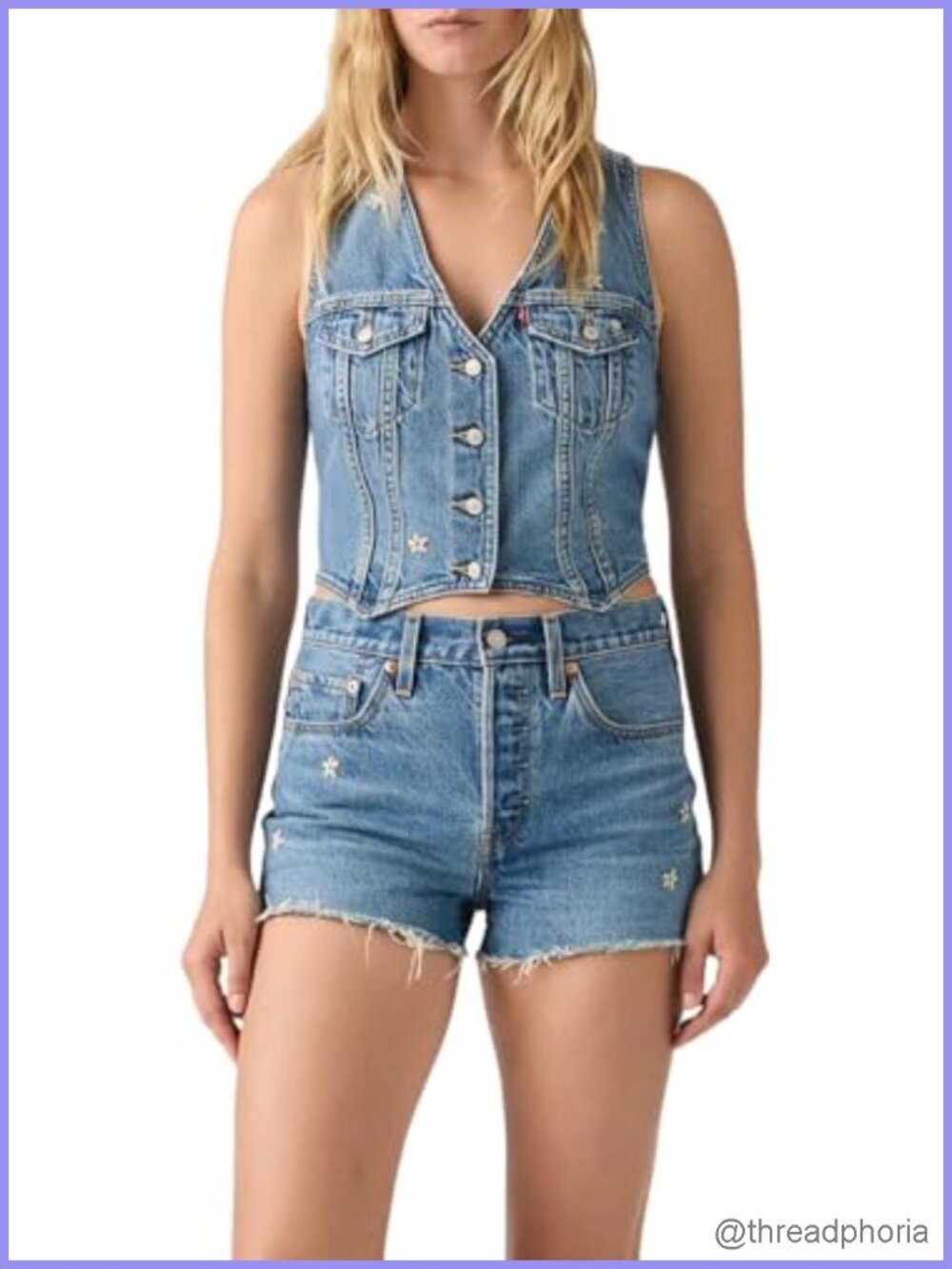 Levi's Women's Denim Vest Sleeveless Slim Fit Snap Front